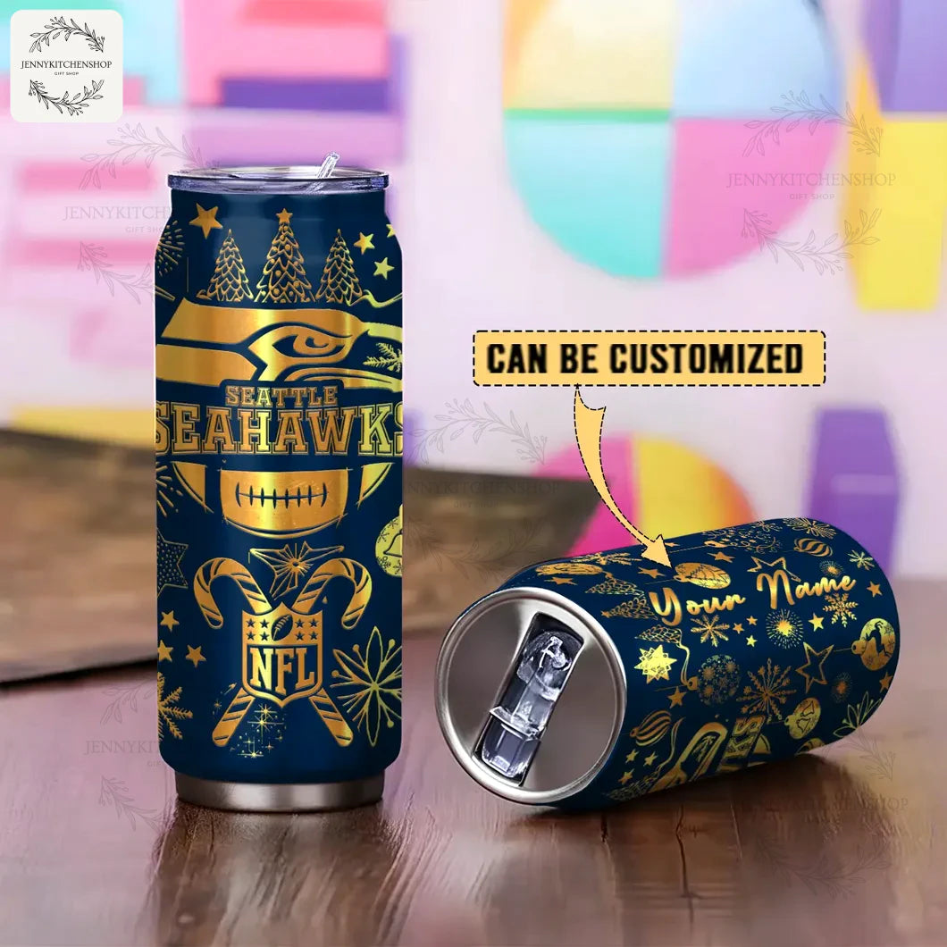 Seattle Seahawks x Christmas Can Shaped Tumbler Gifts For Fan