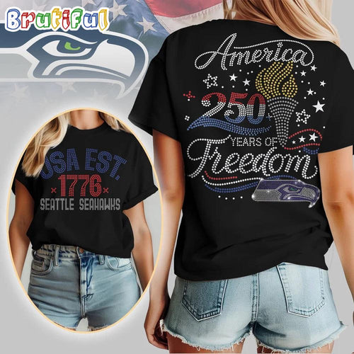 Seattle Seahawks NFL 250 Years Independence Day Rhinestone Dot Unisex 3D Shirt