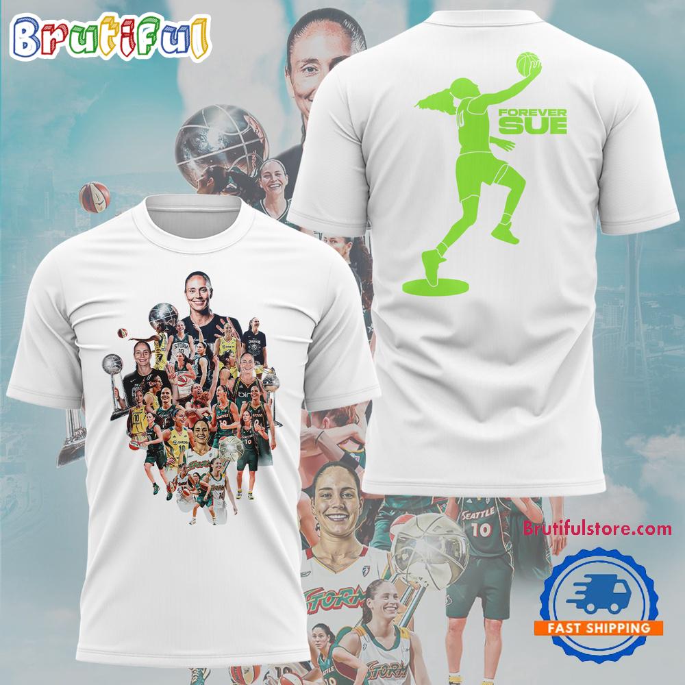 Seattle Storm Forever SUE 2025 White Hoodie T-Shirt