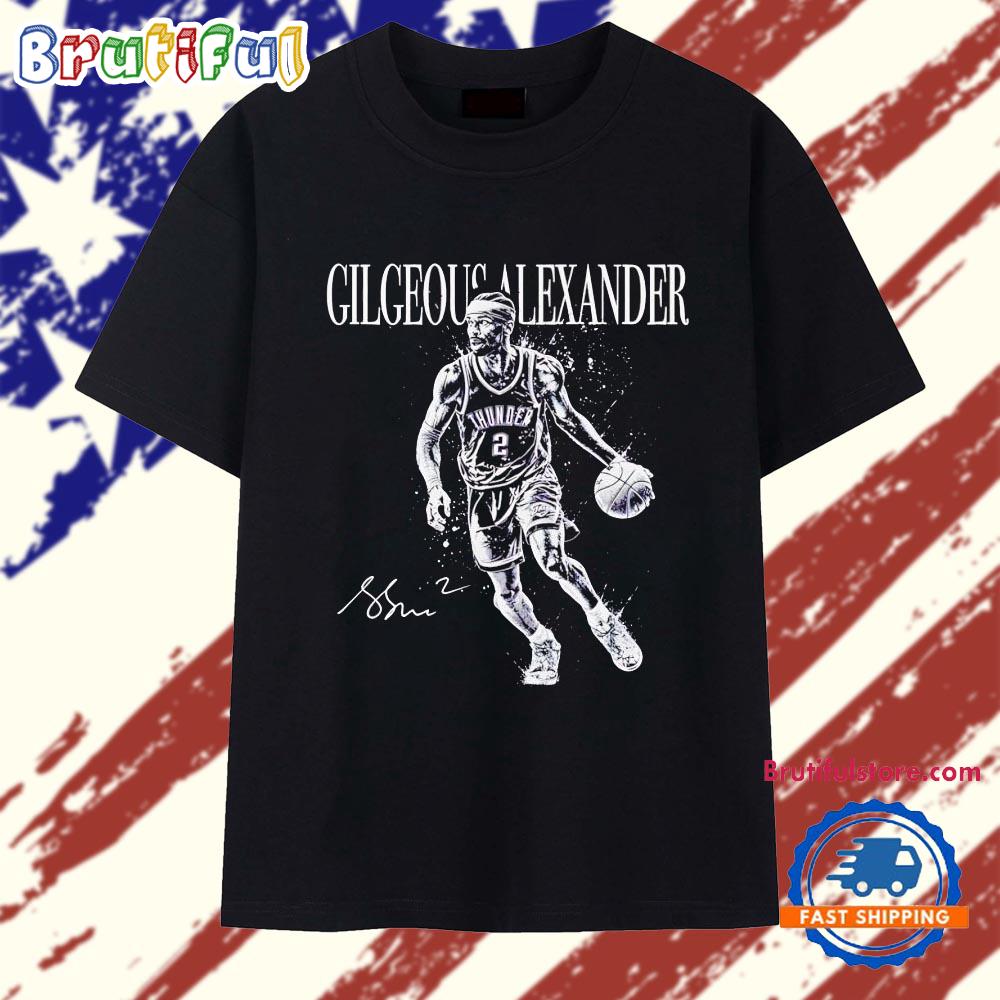 Shai Gilgeous-Alexander Oklahoma City Thunder number 2 action portrait T Shirt