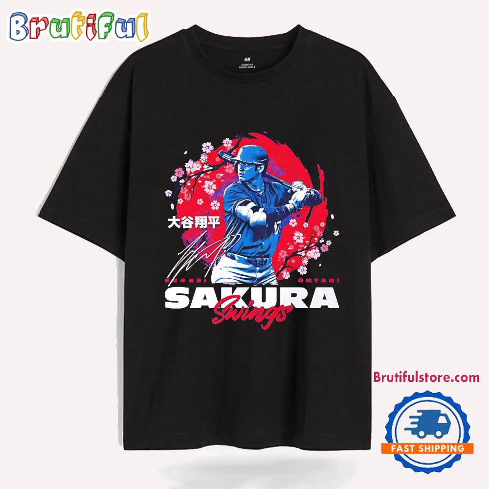 Shohei Ohtani Sakura Swings Cherry Blossoms Los Angeles Dodgers T Shirt