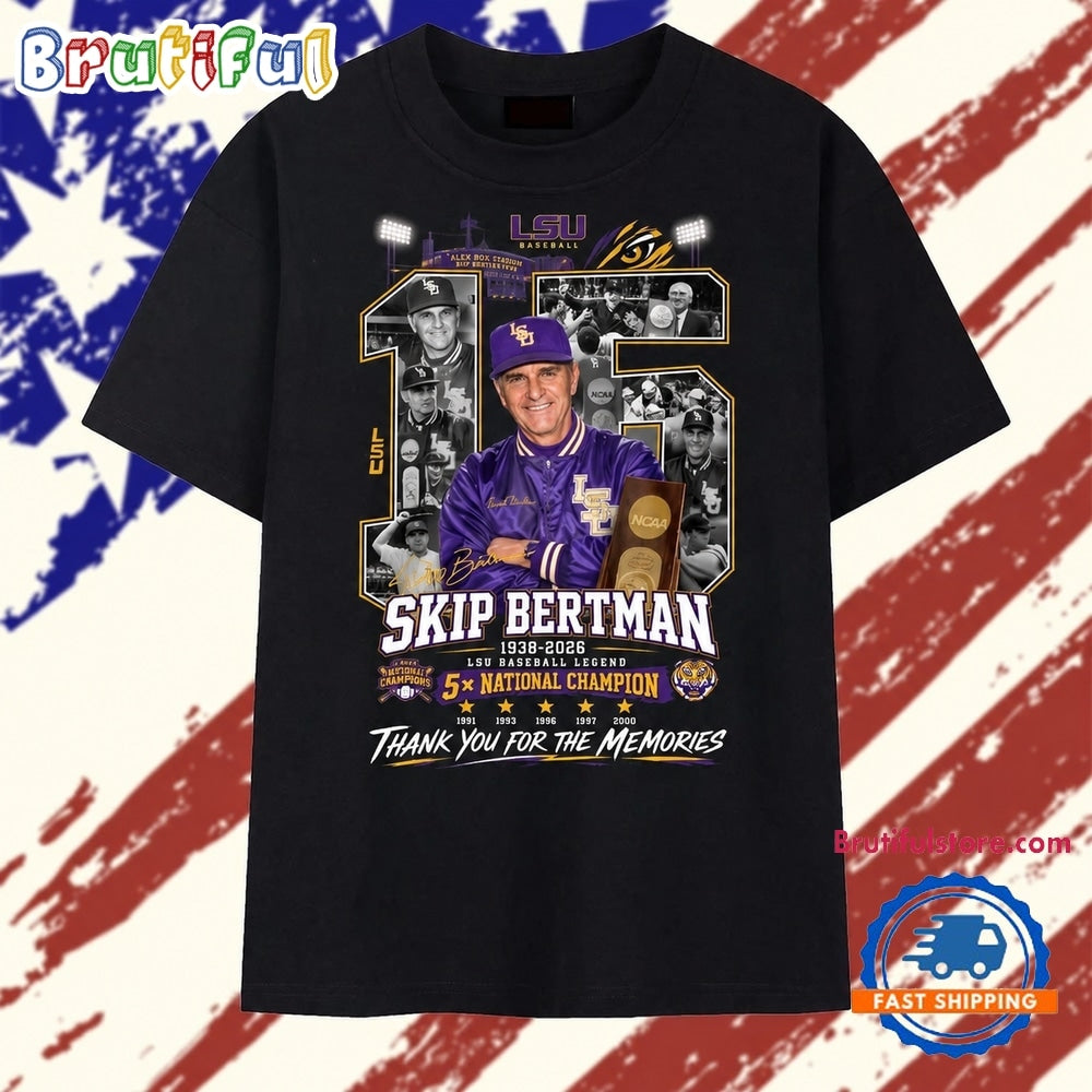 Skip Bertman LSU Baseball Legend 5x National Champion Thank You For The Memories T Shirt