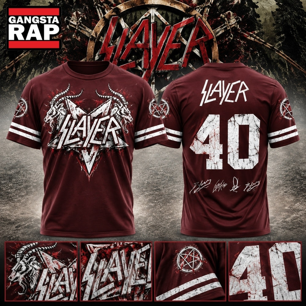 Slayer Reign in Blood 40th Anniversary 2026 Signed Red 3D Shirt