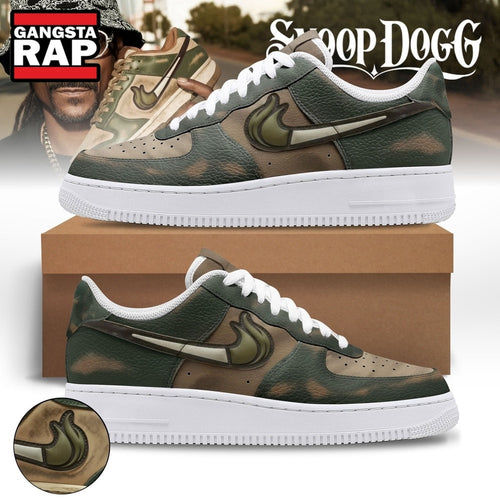 Snoop Dogg Smoke Camo Hip Hop Graphic Air Force 1 Shoes Sneakers, Music Air Force 1 Shoes