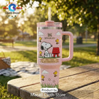 Snoopy 76th Anniversary Pink 40oz Tumbler Cup