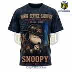 Snoopy 9-11 Memorial Firefighter 343 Tribute T-Shirt