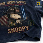 Snoopy 9-11 Memorial Firefighter 343 Tribute T-Shirt