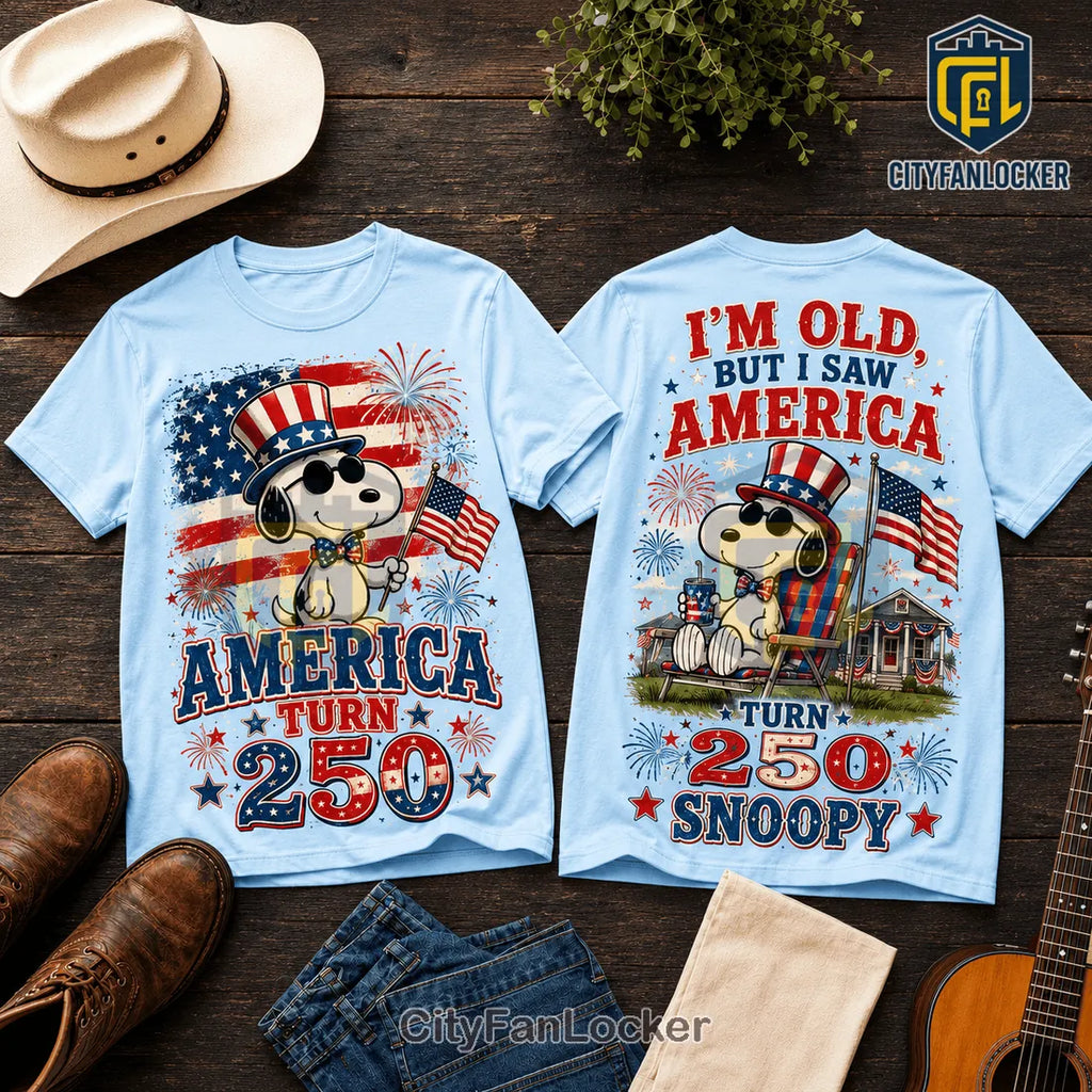 Snoopy America 250 Independence Day Light Blue Shirt