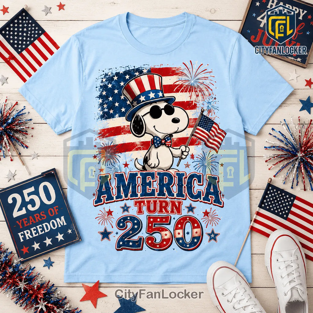 Snoopy America 250 Independence Day Light Blue Shirt