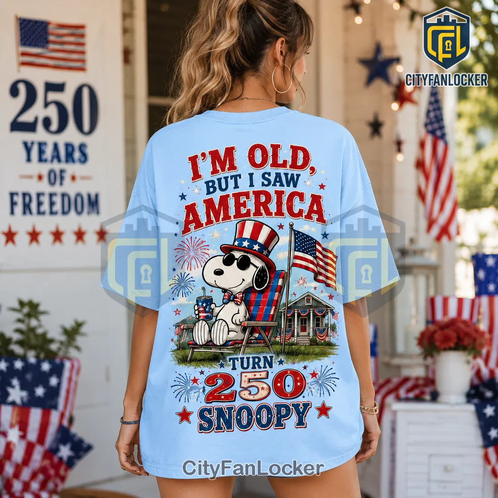 Snoopy America 250 Independence Day Light Blue Shirt