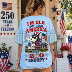 Snoopy America 250 Independence Day Light Blue Shirt