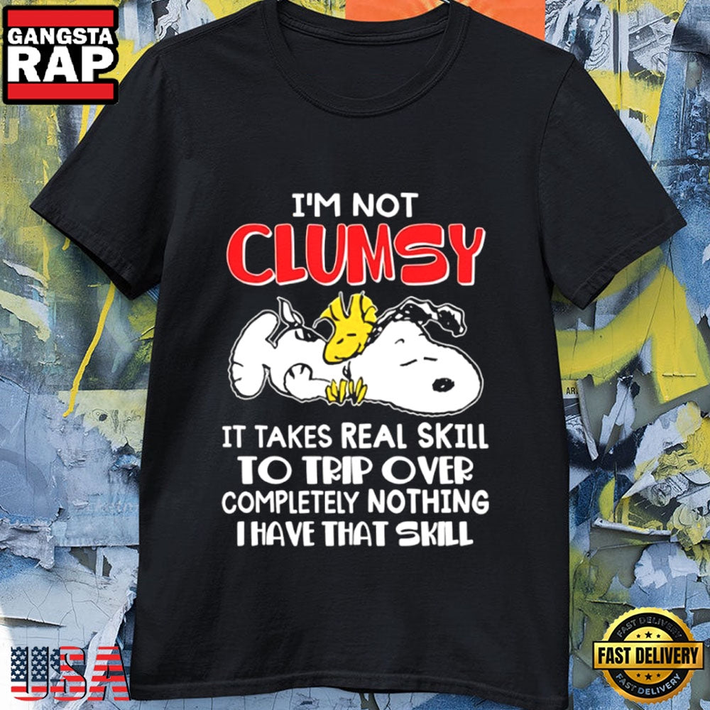 Snoopy and Woodstock Sarcastic Humor I’m Not Clumsy Graphic T-Shirt