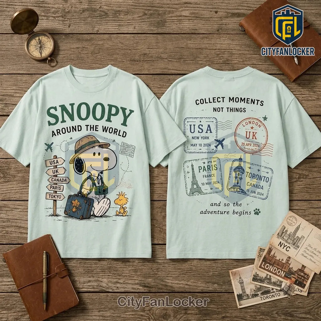Snoopy Around The World Light Blue T-Shirt