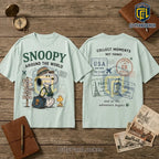 Snoopy Around The World Light Blue T-Shirt