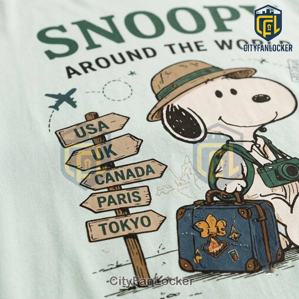 Snoopy Around The World Light Blue T-Shirt
