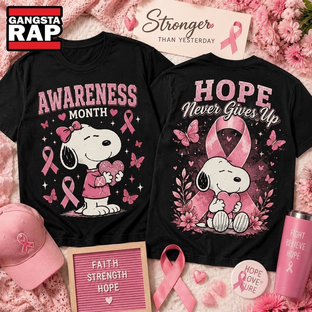 Snoopy Breast Cancer Awareness Month 3D Shirt Hoodie T-Shirt