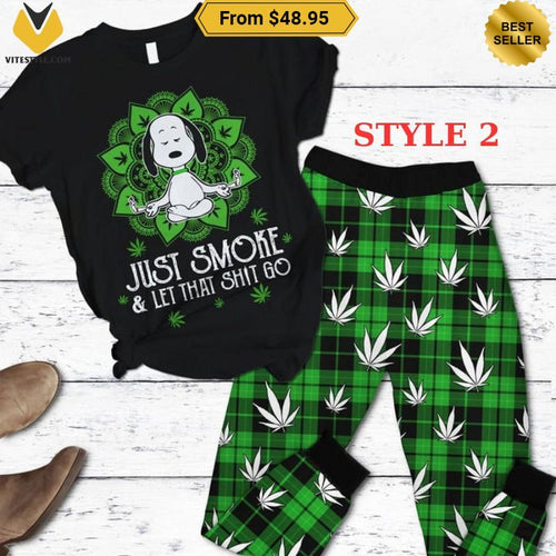 Snoopy Cannabis Let That Shit Go Pajamas Set