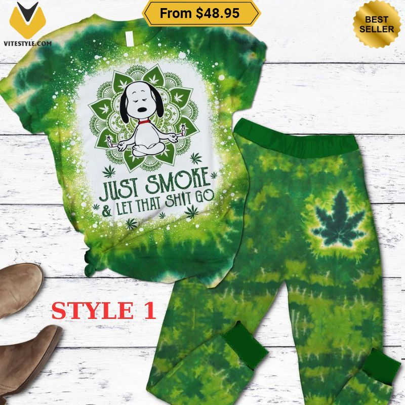 Snoopy Cannabis Let That Shit Go Pajamas Set