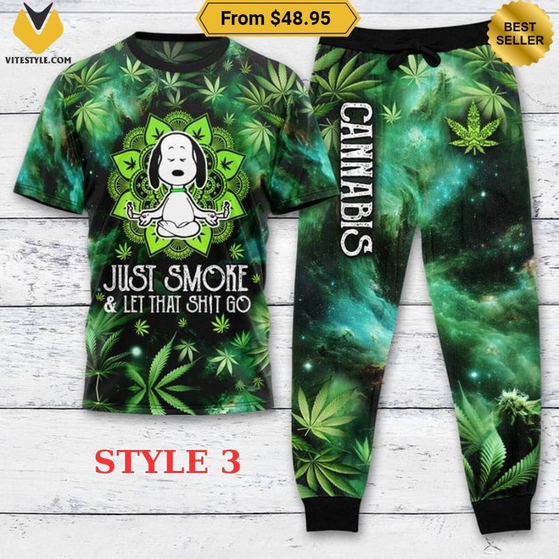 Snoopy Cannabis Let That Shit Go Pajamas Set