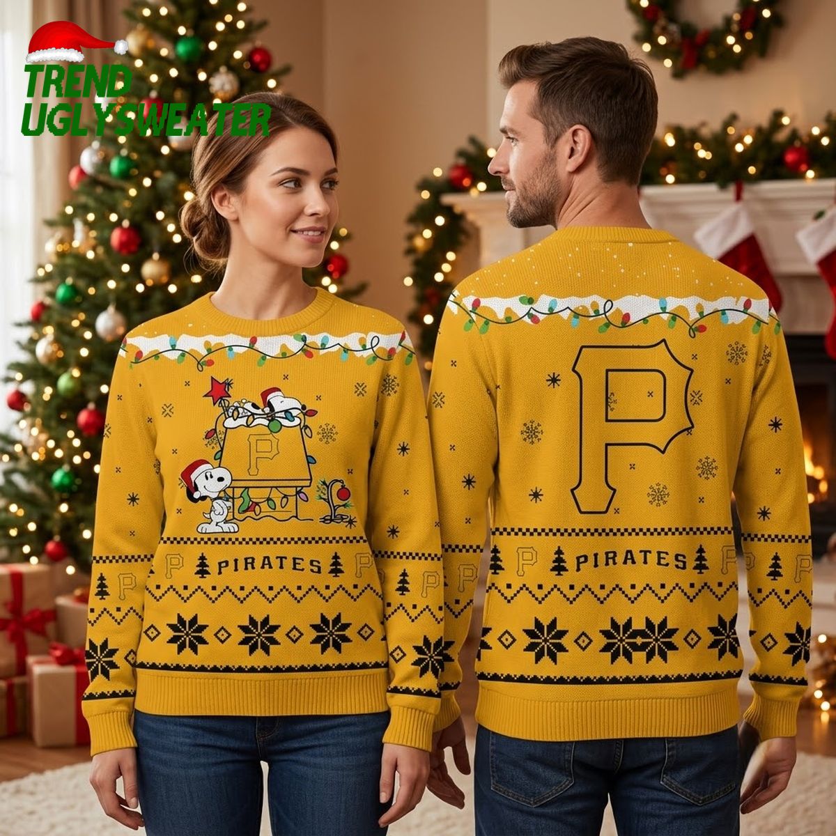 Snoopy Christmas Doghouse Pittsburgh Pirates Ugly Christmas Sweater
