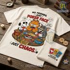 Snoopy Garfield Tom Playing Cards Beige T-Shirt