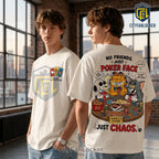 Snoopy Garfield Tom Playing Cards Beige T-Shirt
