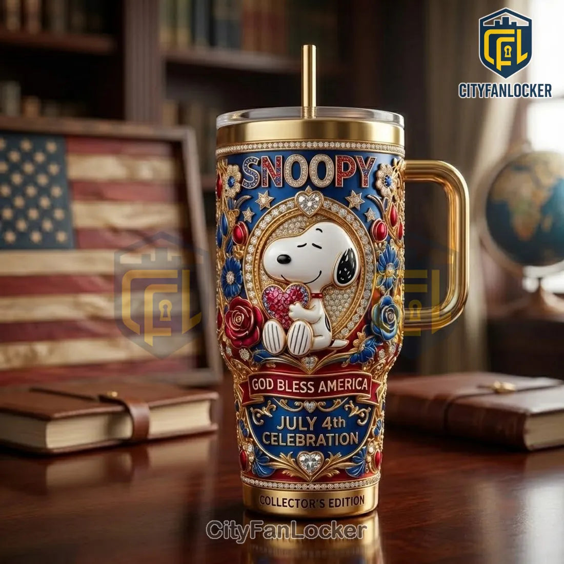 Snoopy God Bless America 4th of July 40oz Tumbler