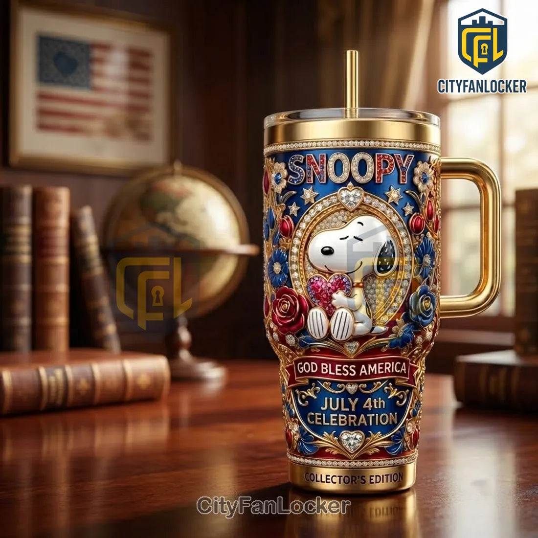 Snoopy God Bless America 4th of July 40oz Tumbler