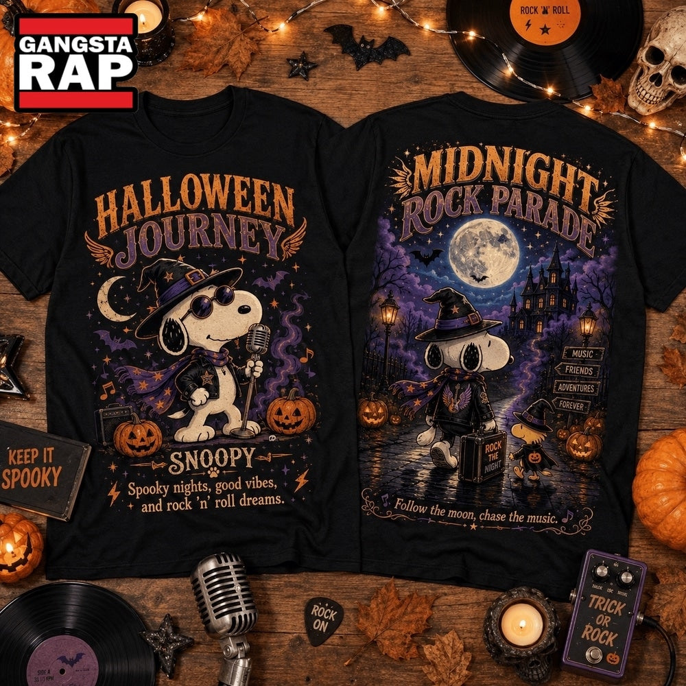 Snoopy Halloween Journey Midnight Rock Parade 3D Shirt , Music Trending 3D Shirt