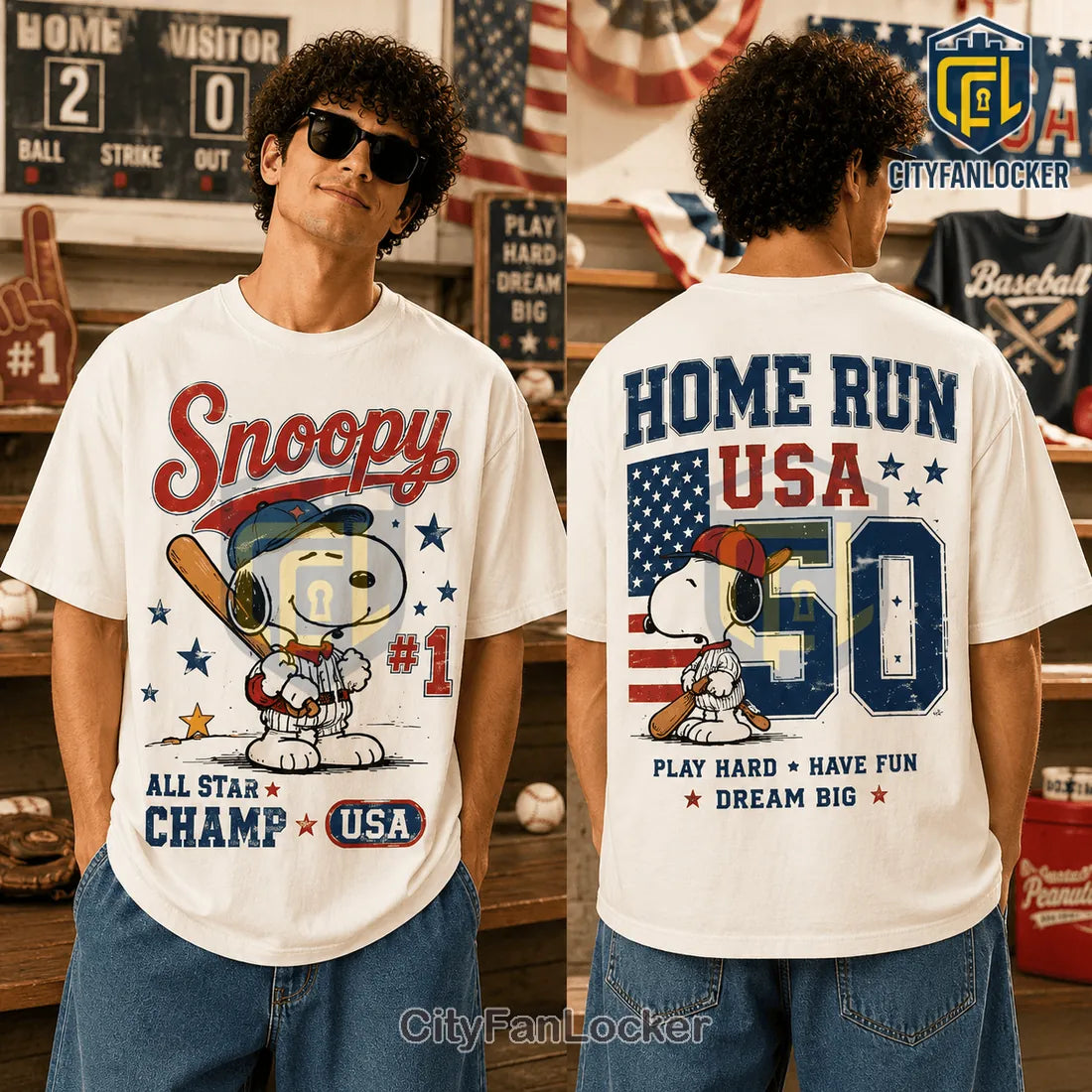 Snoopy Home Run USA All Star T-Shirt