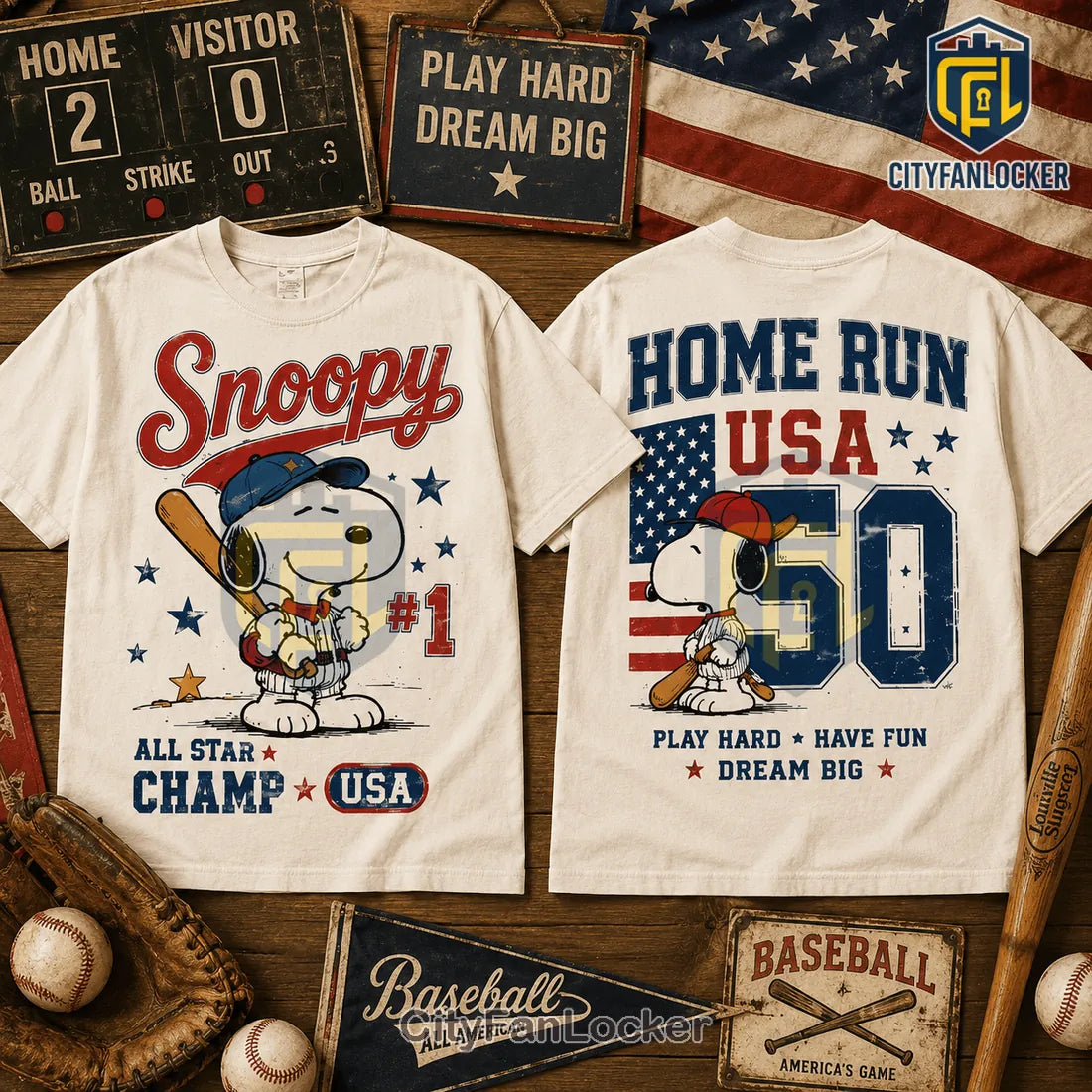 Snoopy Home Run USA All Star T-Shirt