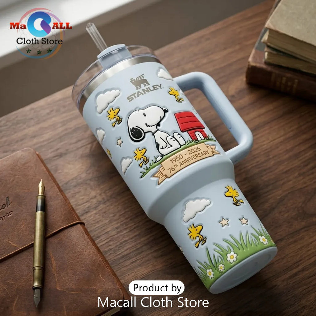 Snoopy Light Blue 76th Anniversary 40oz Stanley Tumbler