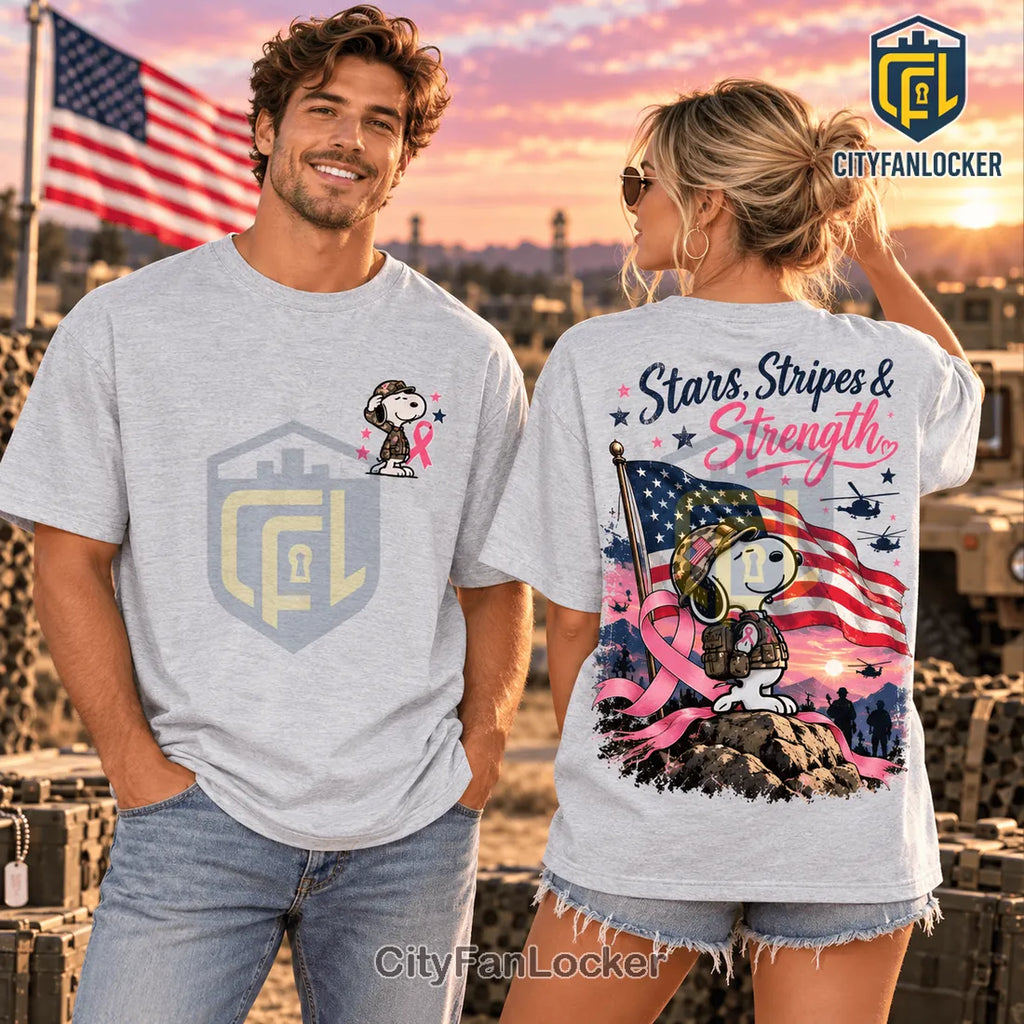 Snoopy Military Breast Cancer Awareness Shirt