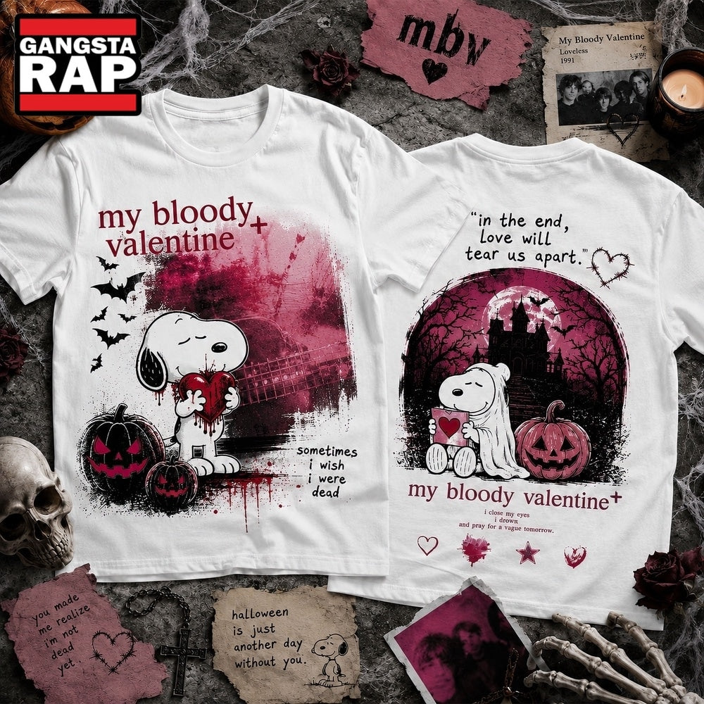 Snoopy My Bloody Valentine Love Will Tear Us Apart Halloween 3D Shirt , Music Trending 3D Shirt