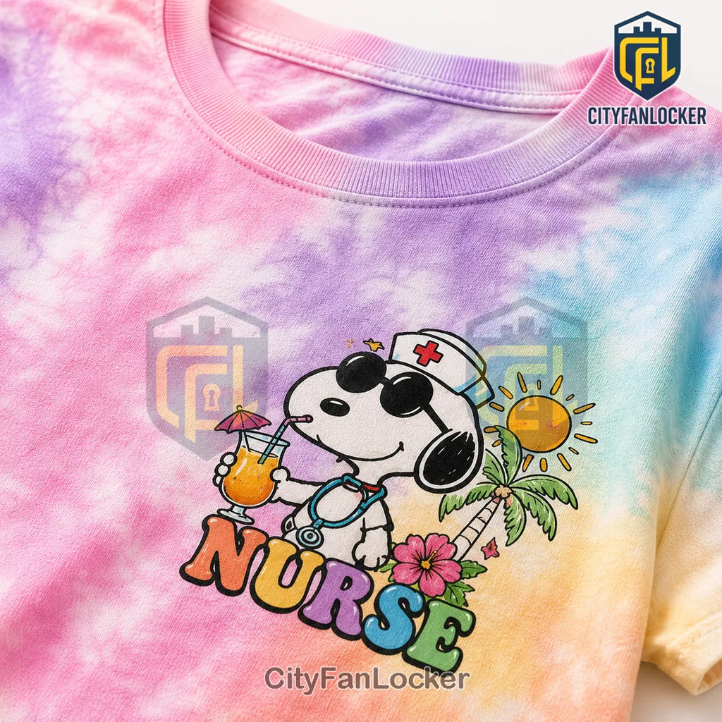 Snoopy Nurse Summer Nurse Tie Dye T-Shirt