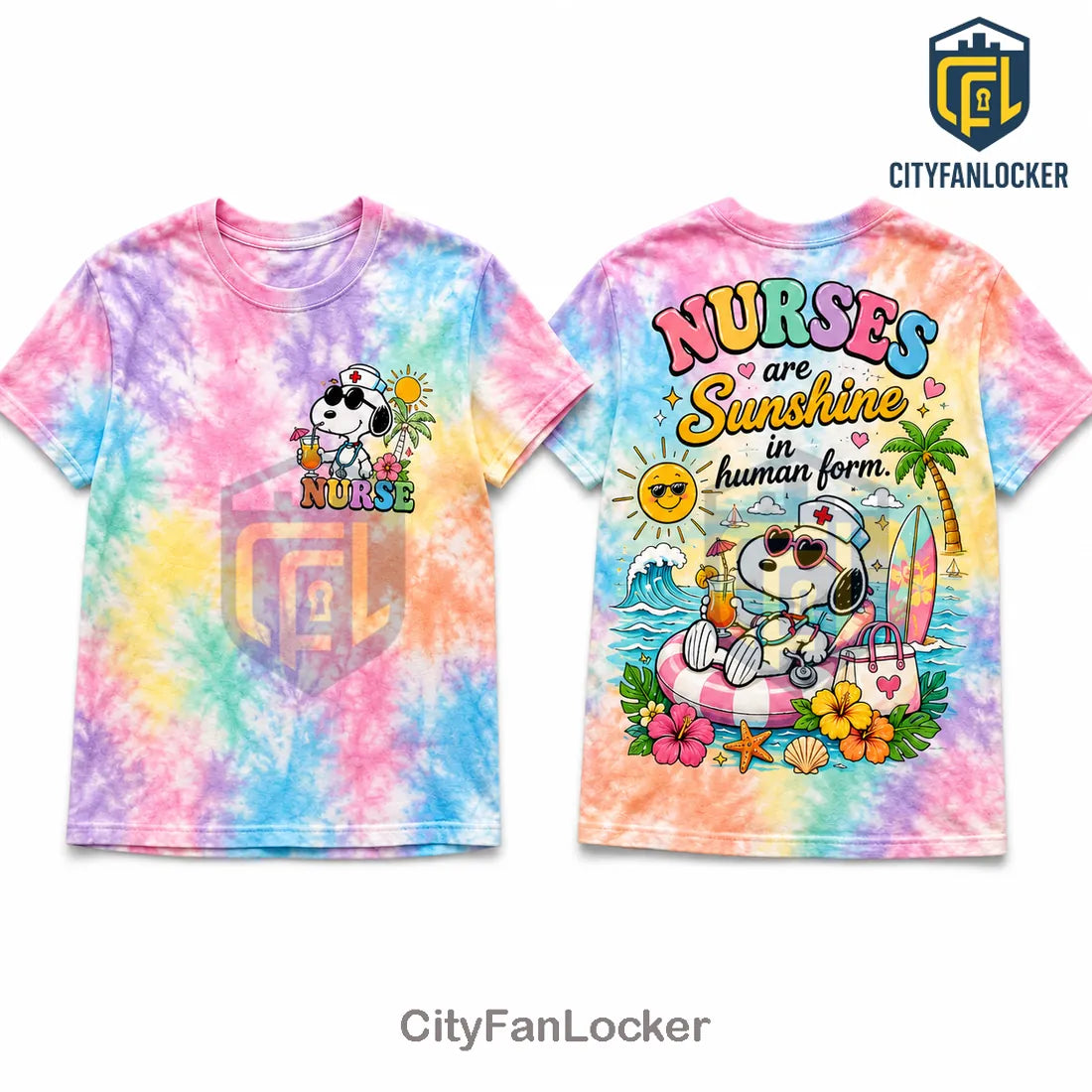 Snoopy Nurse Summer Nurse Tie Dye T-Shirt