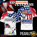 Snoopy Peanuts Salute To Service Thank You Veterans 2025 3D Shirt