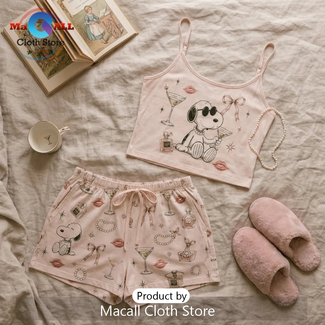 Snoopy Pink Martini Aesthetic Loungewear Set