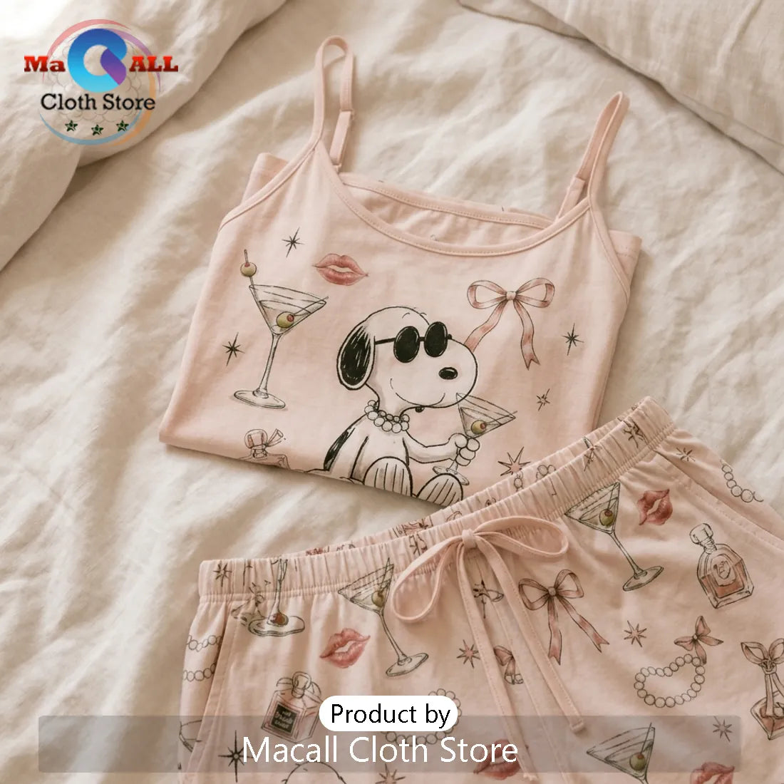 Snoopy Pink Martini Aesthetic Loungewear Set