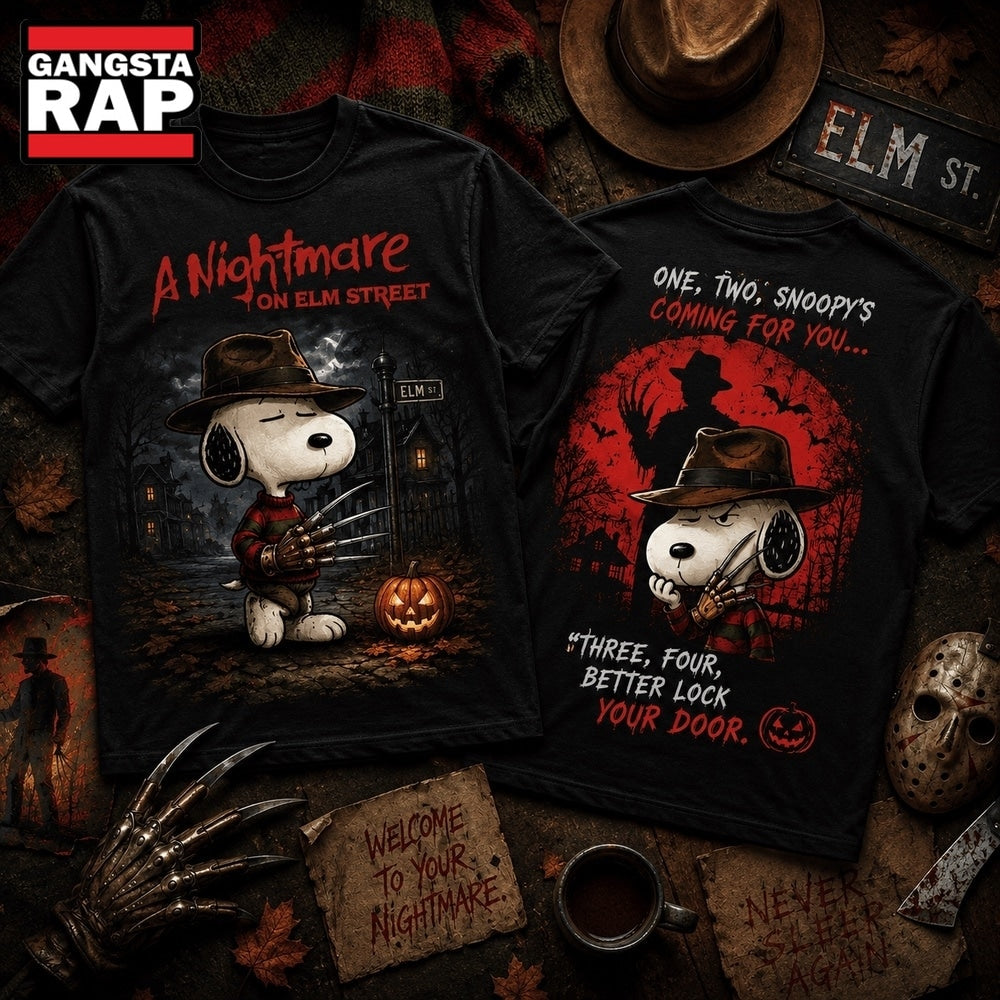 Snoopy’s Nightmare on Elm Street Halloween 3D Shirt , Music Trending 3D Shirt