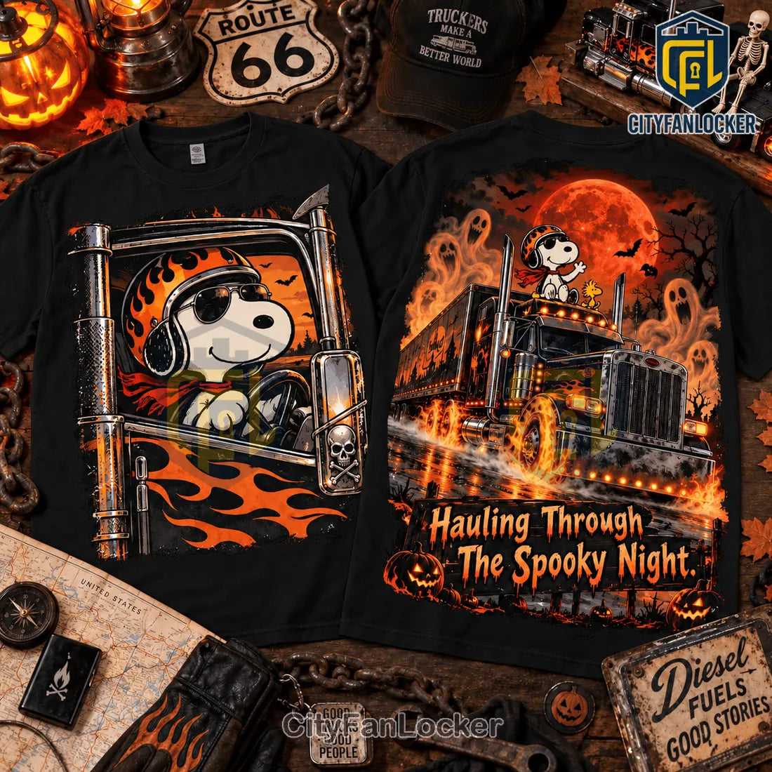 Snoopy Spooky Night Trucker Shirt