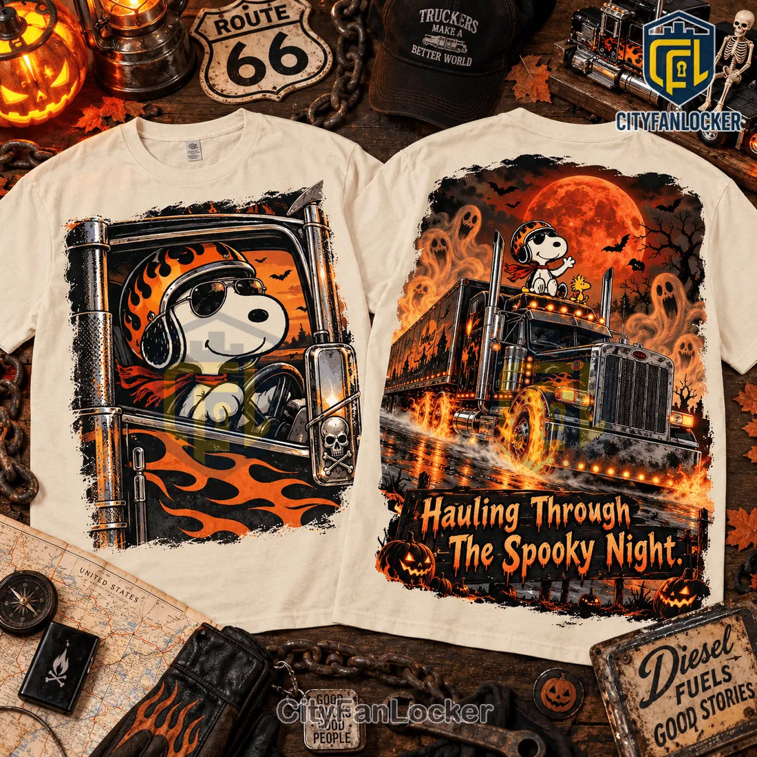 Snoopy Spooky Night Trucker Shirt