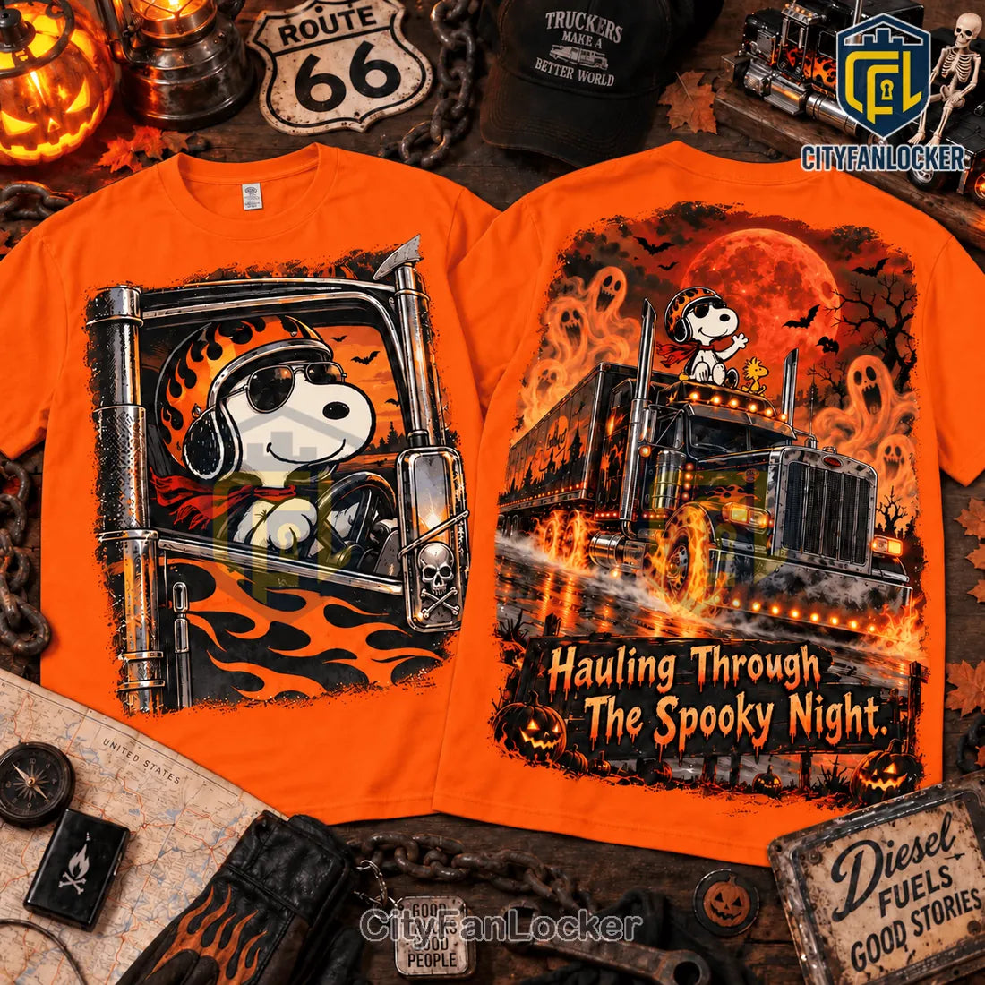 Snoopy Spooky Night Trucker Shirt