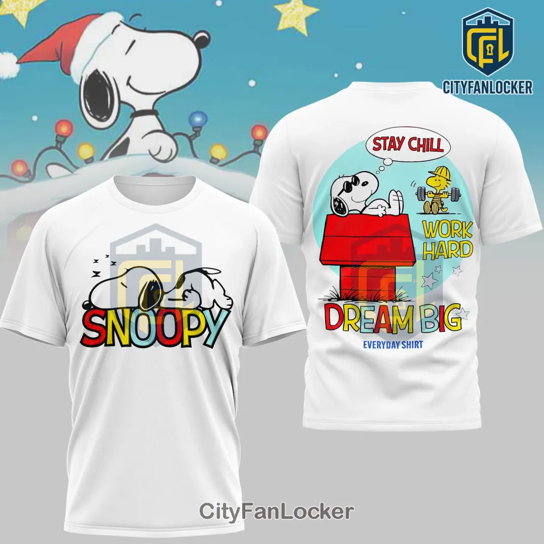 Snoopy Stay Chill Work Hard White T-Shirt