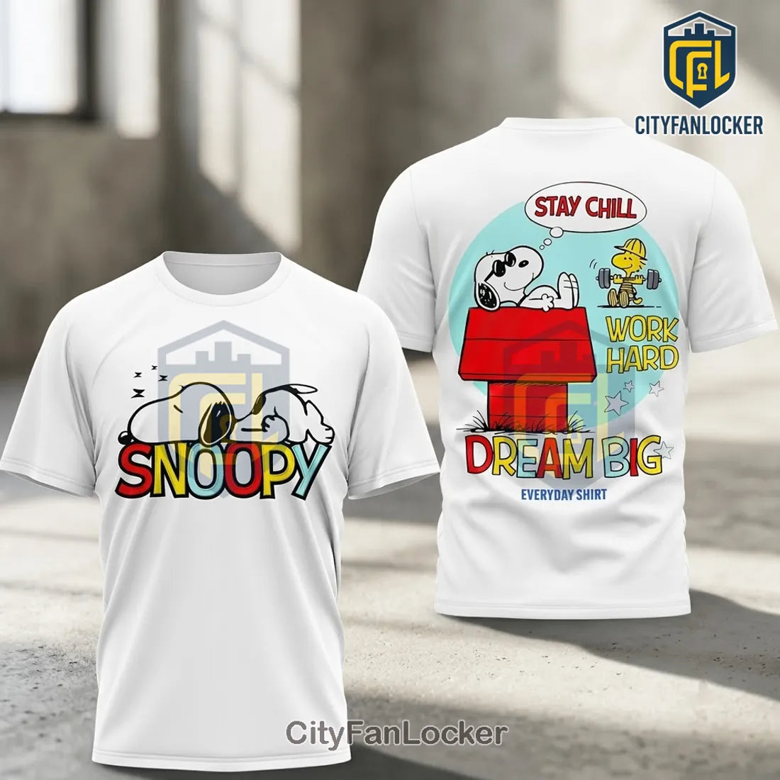 Snoopy Stay Chill Work Hard White T-Shirt
