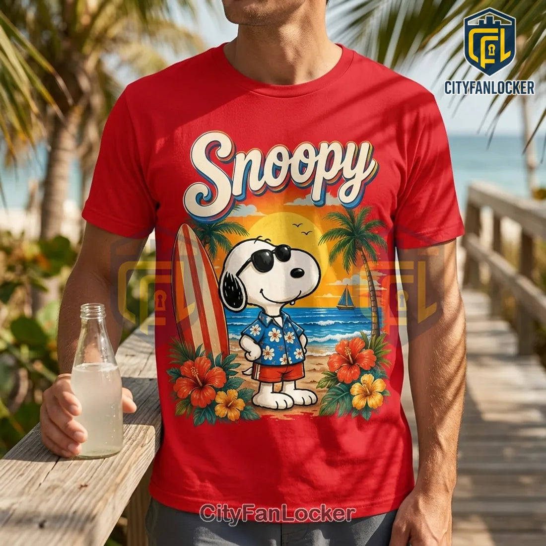 Snoopy The Beach Is My Happy Place Red T-Shirt