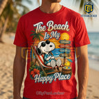 Snoopy The Beach Is My Happy Place Red T-Shirt