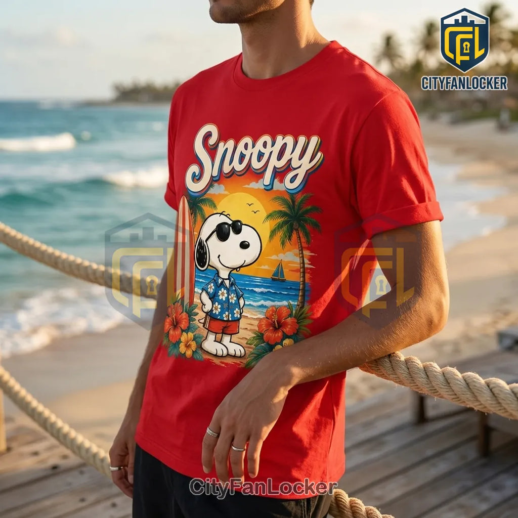 Snoopy The Beach Is My Happy Place Red T-Shirt