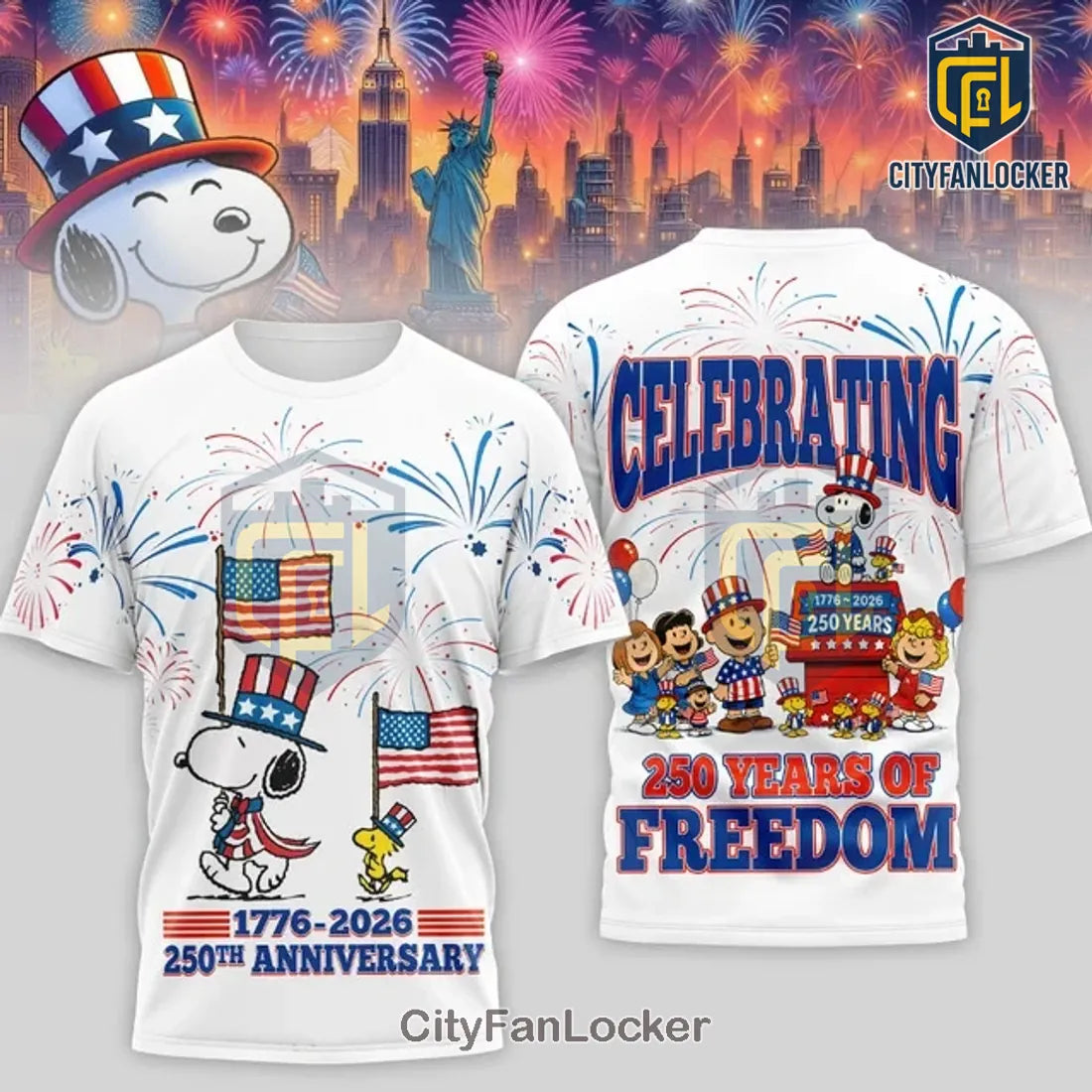 Snoopy USA 250th Anniversary Patriotic T-Shirt