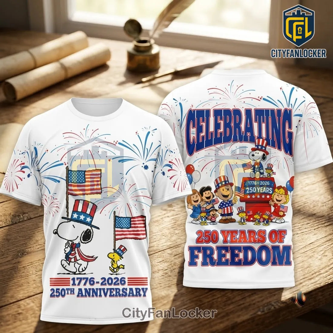 Snoopy USA 250th Anniversary Patriotic T-Shirt